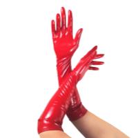 Глянцевые виниловые перчатки Art of Sex - Lora, размер M, цвет Красный